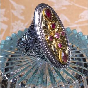 SALE Konstantino Elegant 18k Gold and Sterling Silver Ring with Pink Tourmaline